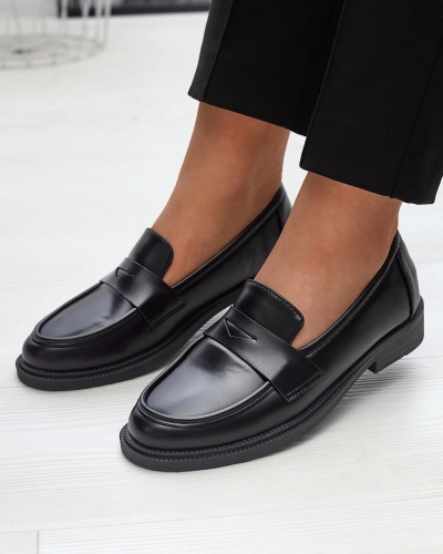 Melni sieviešu mokasīni no eko ādas Zibom- Footwear