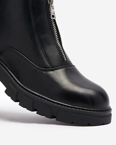 Melni sieviešu zābaki ar rāvējslēdzēju vidusdaļā Elibb- Footwear