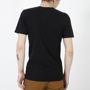 Melns kokvilnas t-krekls vīriešiem ar apdruku - Apģērbs