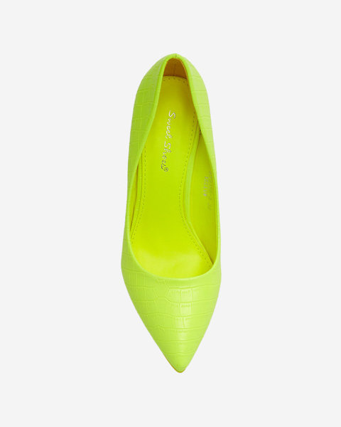 Neona dzeltenas krāsas sieviešu stiletto tipa kurpes ar reljefu Asota - Apavi