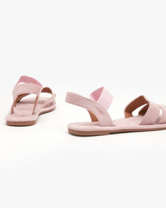 OUTLET Gaiši rozā sieviešu eko-zamšādas plakanas sandales Nerina - Shoes