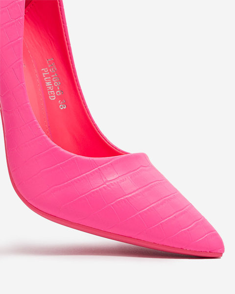 OUTLET Neona rozā krāsas sieviešu stiletto kurpes ar reljefu Asota - Apavi