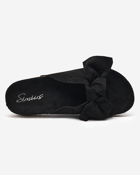 OUTLET Sieviešu eko-zamšādas flip-flops ar banti melnās Dofro apavos