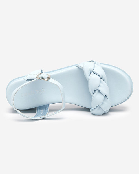OUTLET Sieviešu gaiši zilas sandales ar pīto jostu Kafha - Apavi