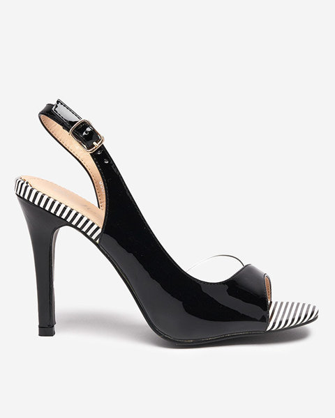 OUTLET Sieviešu melnas sandales ar augstāku papēdi Rotter- Shoes