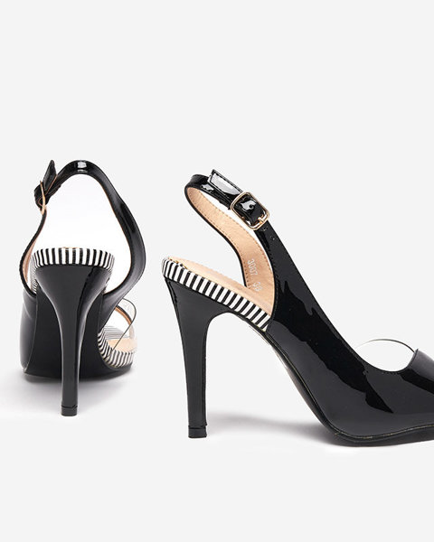 OUTLET Sieviešu melnas sandales ar augstāku papēdi Rotter- Shoes