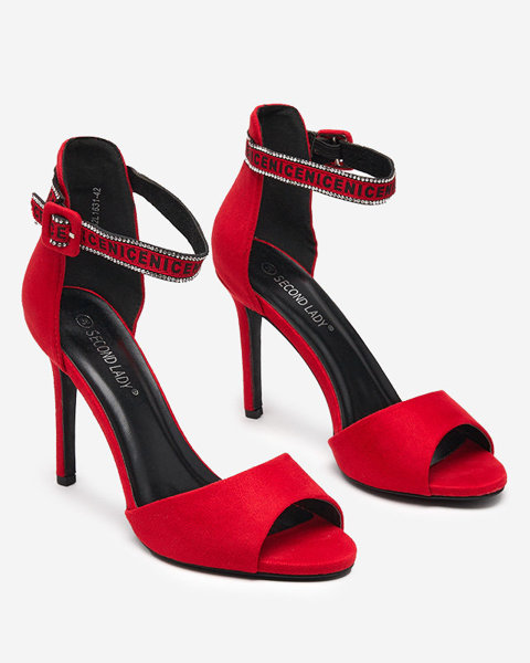 OUTLET Sieviešu sandales uz augsta papēža sarkanā Opass-Shoes