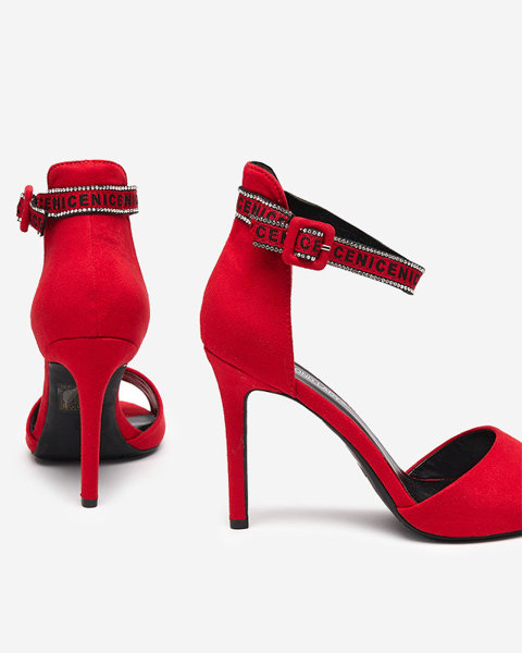 OUTLET Sieviešu sandales uz augsta papēža sarkanā Opass-Shoes
