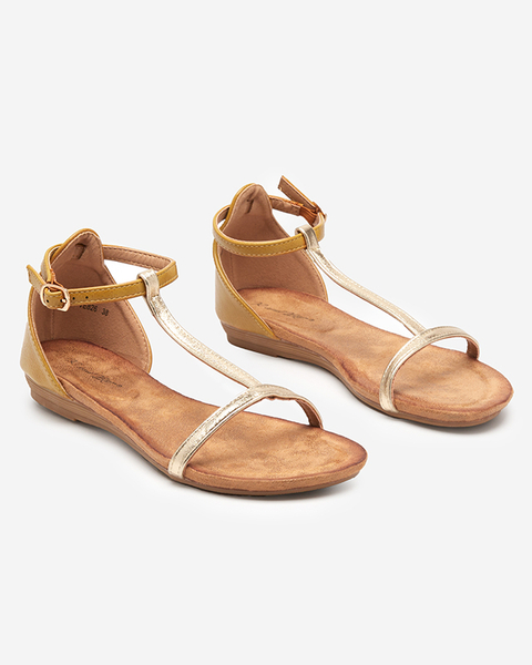 OUTLET Sieviešu smilškrāsas sandales ar eko-zamšādas ieliktni Selione - Apavi