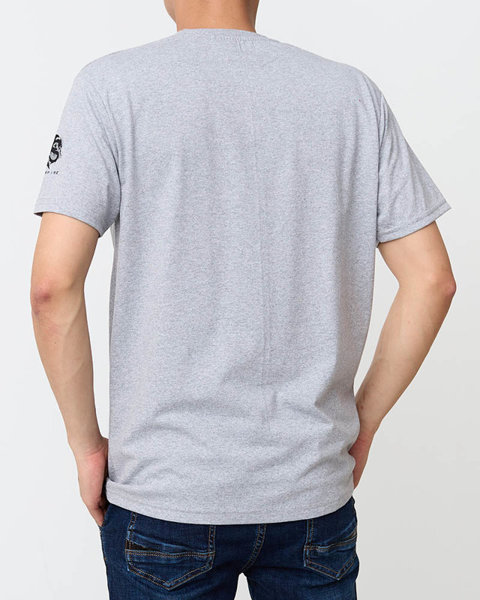 Pelēks kokvilnas vīriešu t-krekls ar apdruku - Apģērbs