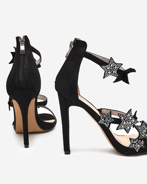 Royalfashion Melnas sieviešu stiletto sandales ar zvaigznītēm Stareli