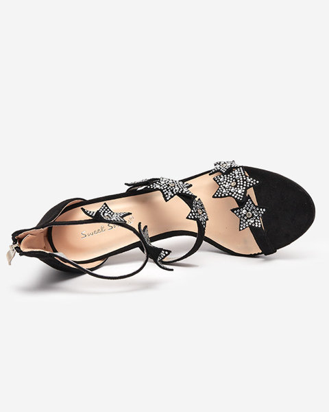Royalfashion Melnas sieviešu stiletto sandales ar zvaigznītēm Stareli