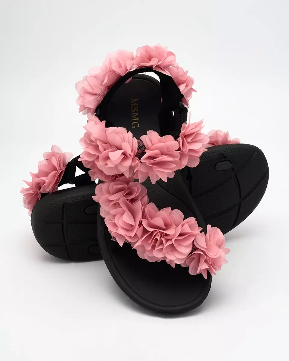 Royalfashion Rozā sieviešu sandales ar ziediem Alferroy