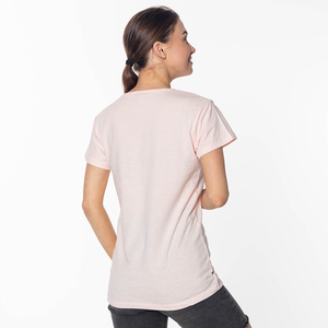 Rozā sieviešu T-krekls ar kaķēnu apdruku - Apģērbs