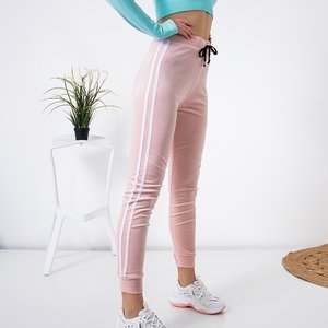 Rozā sieviešu treniņbikses ar svītrām - Apģērbs