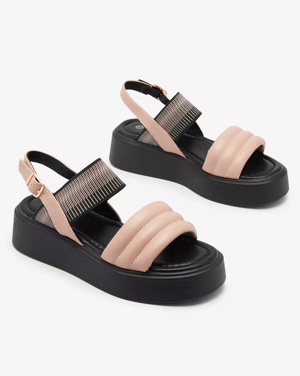 Rozā un melnas sieviešu sandales uz biezākas zoles Uvino- Footwear