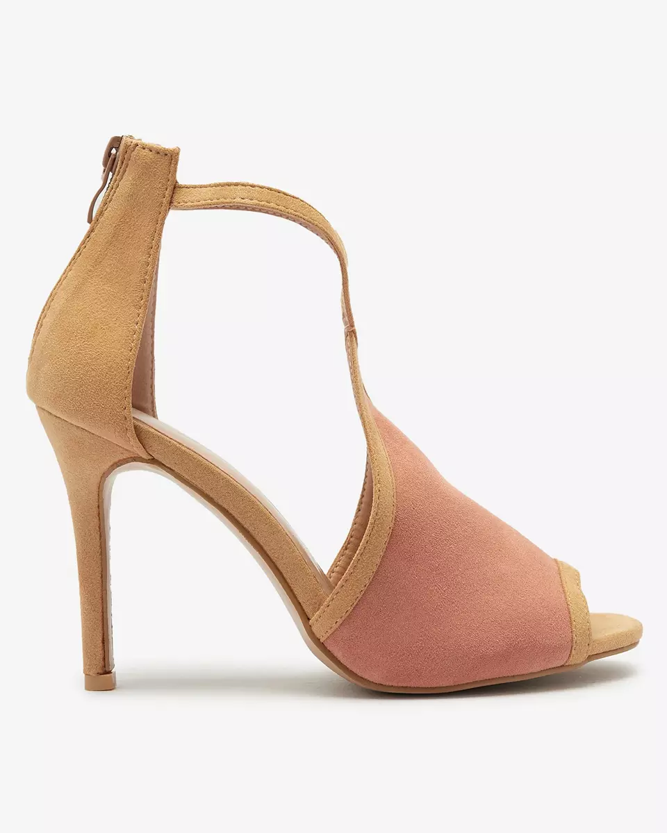 Rozā un smilškrāsas krāsas sieviešu stiletto sandales Ibbizo- Footwear