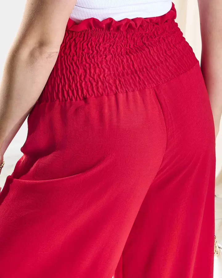 Sarkanas sieviešu platās palaco bikses ar pogām - Apģērbs