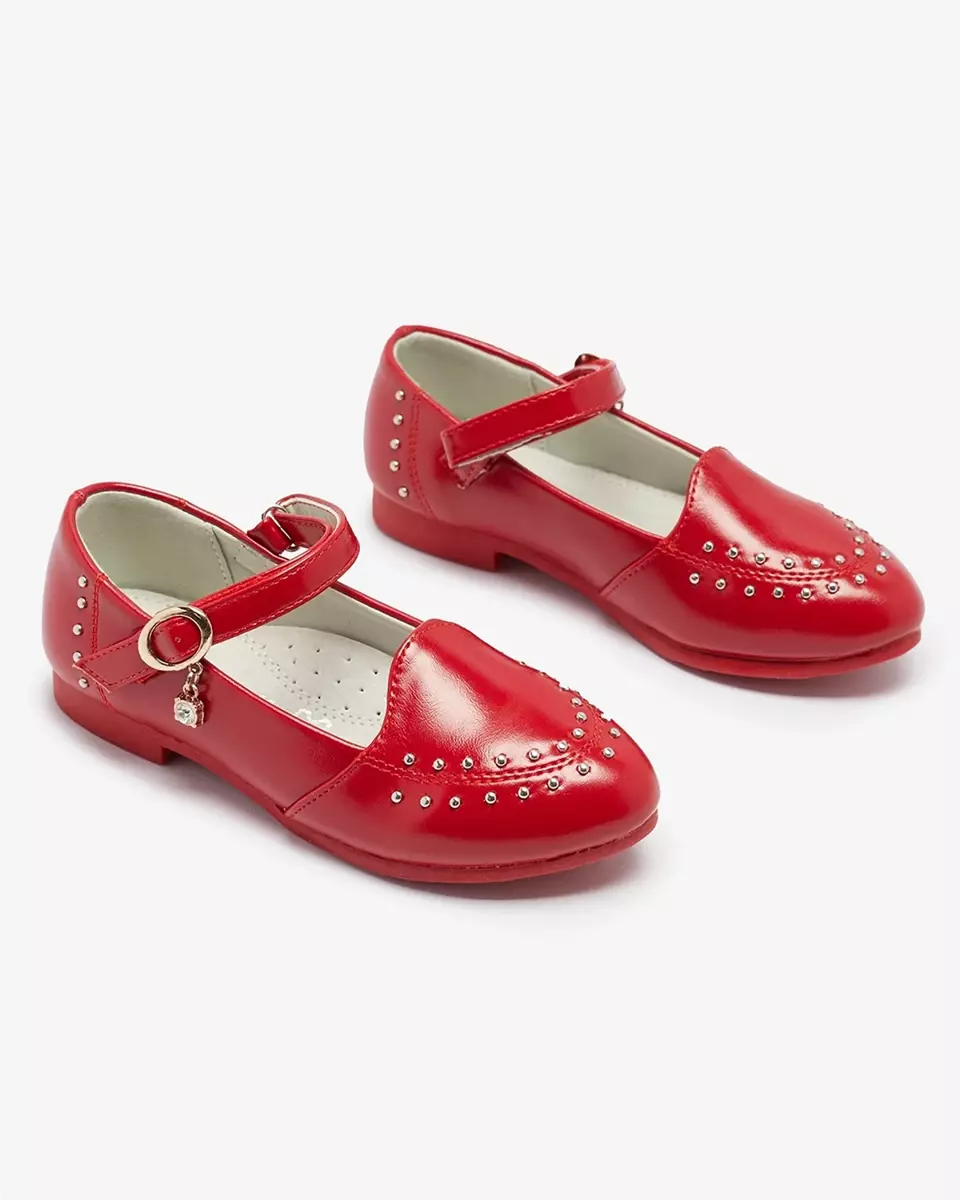 Sarkani meiteņu sūkļi ar mirdzošiem akmentiņiem Praja- Footwear