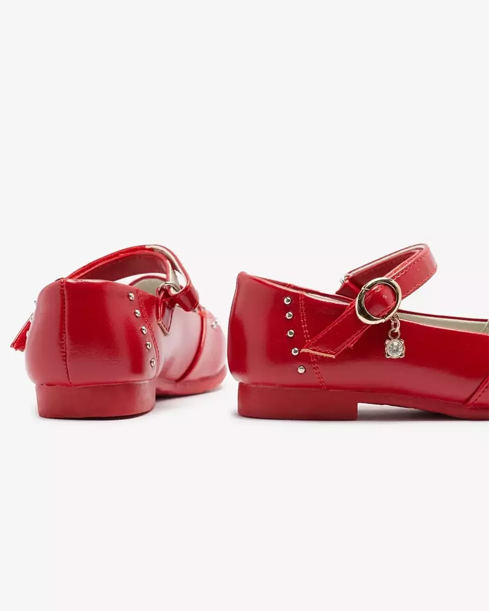 Sarkani meiteņu sūkļi ar mirdzošiem akmentiņiem Praja- Footwear