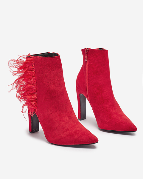 Sarkani sieviešu stiletto zābaki ar spalvām Cailyy- Footwear