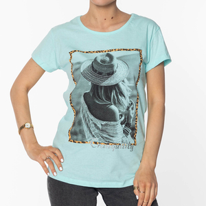 Sieviešu T-krekls ar piparmētru apdruku - Apģērbs
