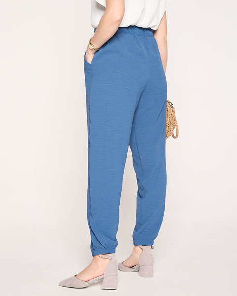Sieviešu auduma bikses zilā krāsā PLUS IZMĒRS - Apģērbs