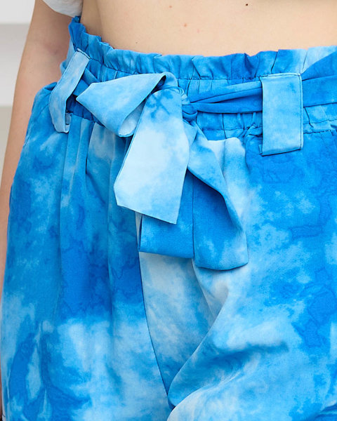 Sieviešu auduma šorti ar zilu apdruku - Apģērbs
