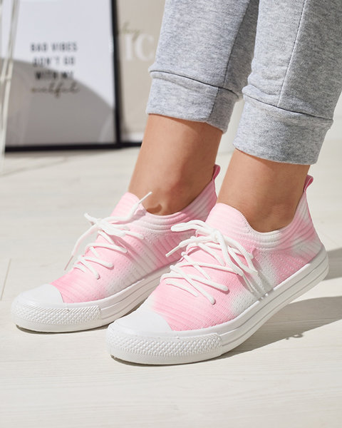 Sieviešu baltas un rozā krāsas ripsainas kedas Manfer- Footwear