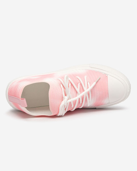 Sieviešu baltas un rozā krāsas ripsainas kedas Manfer- Footwear