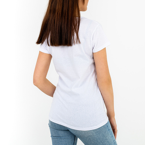 Sieviešu balts t-krekls ar brokāta apdruku - Apģērbs
