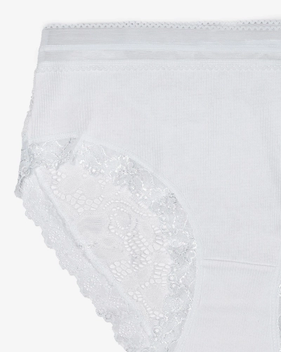 Sieviešu biksītes ar rievām baltā krāsā PLUS SIZE - Apakšveļa