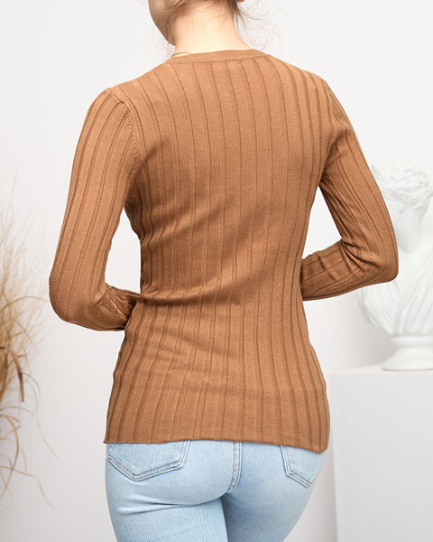 Sieviešu brūns svītrains džemperis - Apģērbs