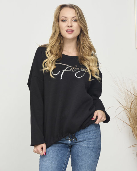 Sieviešu džemperis ar uzrakstu melnā krāsā- Apģērbs