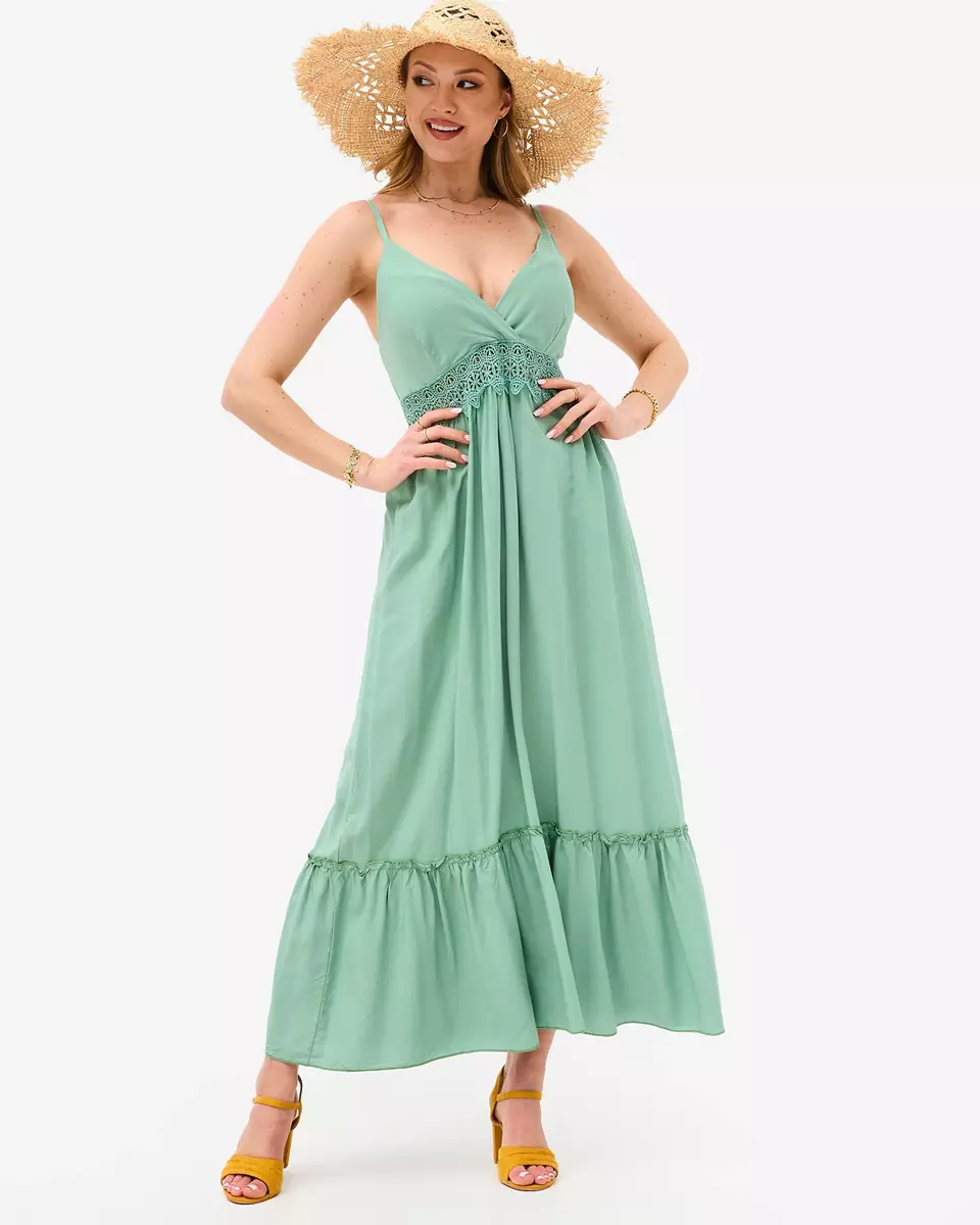 Sieviešu gara kleita bez siksniņām zaļā krāsā- Apģērbi