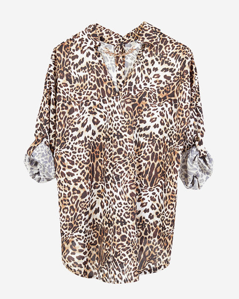 Sieviešu krekls ar leoparda rakstu ar ķēdīti - Apģērbs