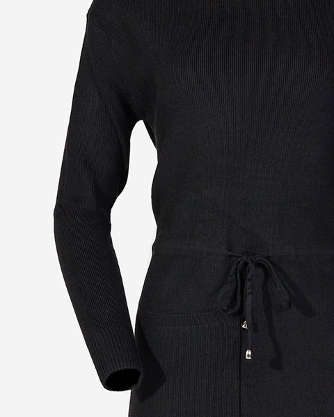 Sieviešu melna džemperkleita ar apkakli - Apģērbs