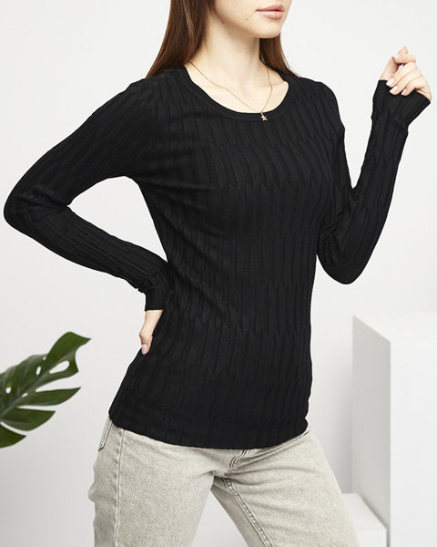 Sieviešu melns rievotu džemperis - Apģērbs