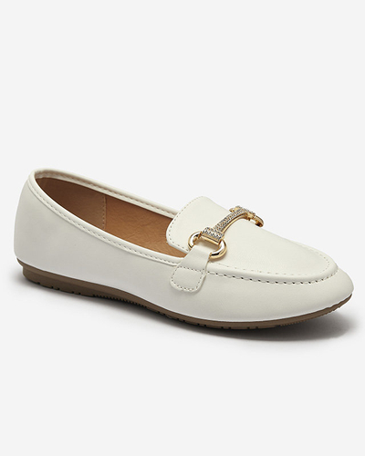 Sieviešu mokasīni ar ornamentu baltā krāsā Sonana- Footwear