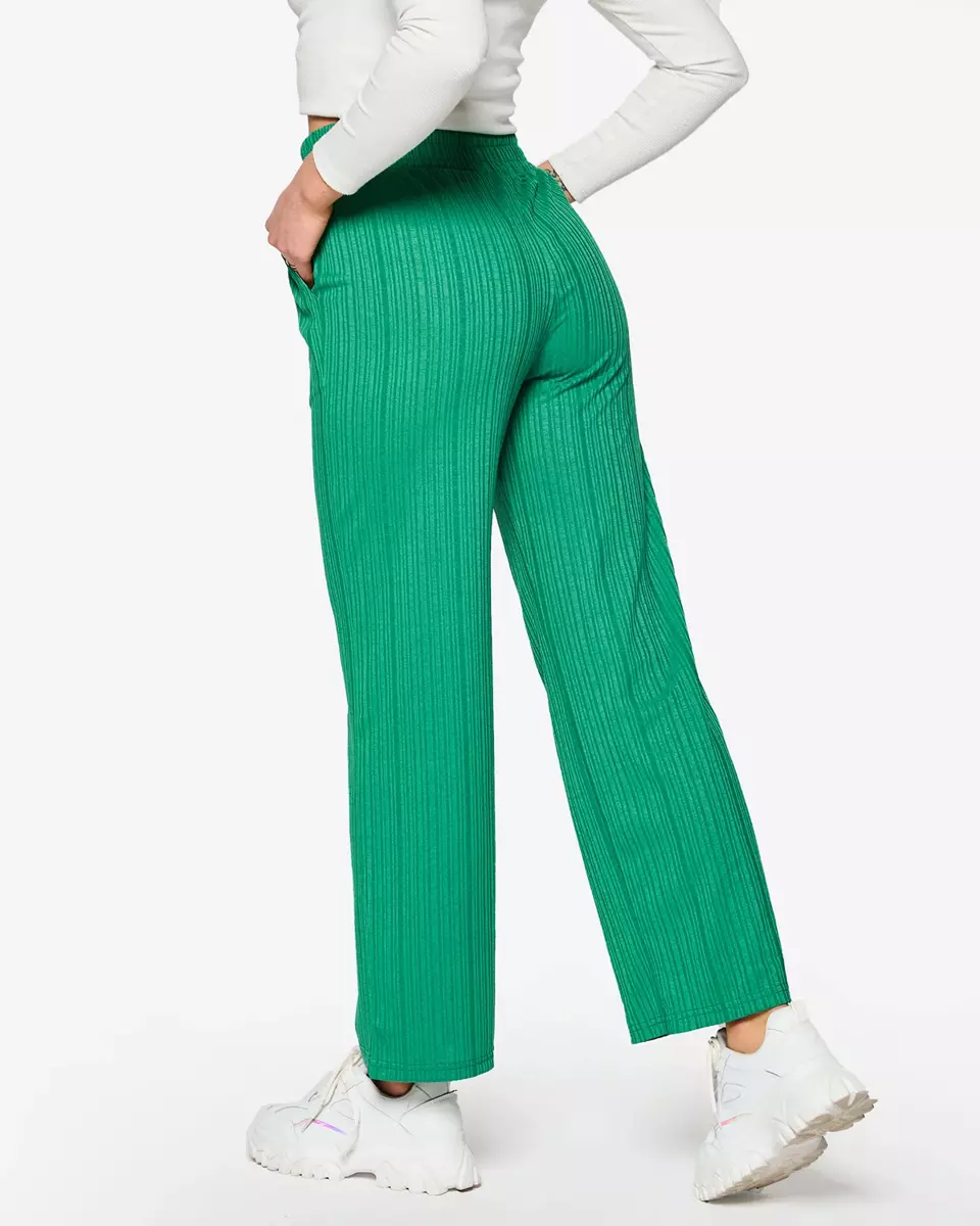 Sieviešu platas rievotas bikses zaļā krāsā - Apģērbs