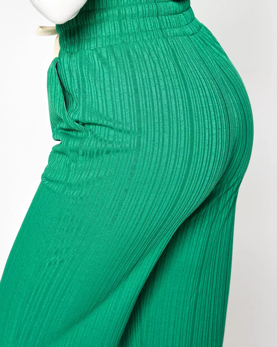 Sieviešu platas rievotas bikses zaļā krāsā - Apģērbs