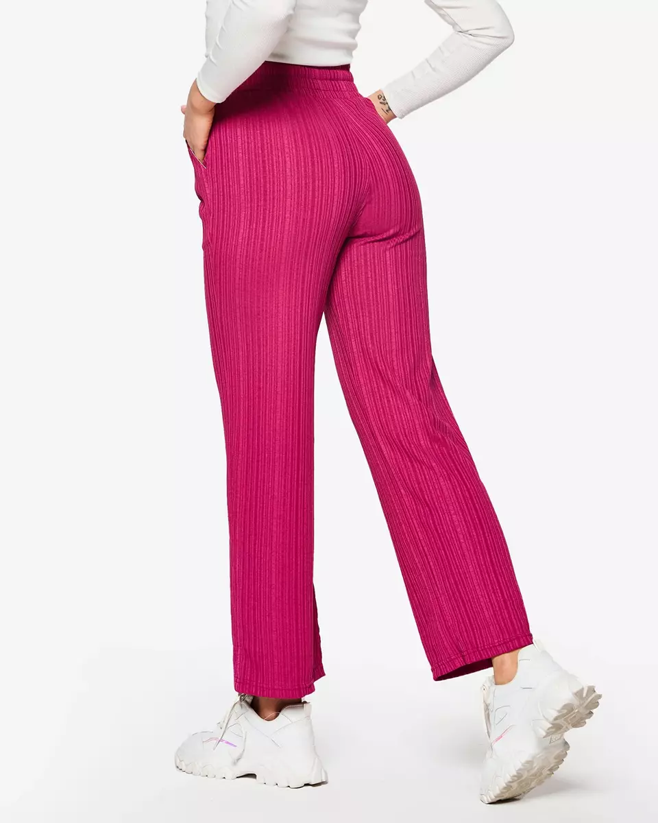 Sieviešu platas ripotas bikses fuksijas krāsā - Apģērbs