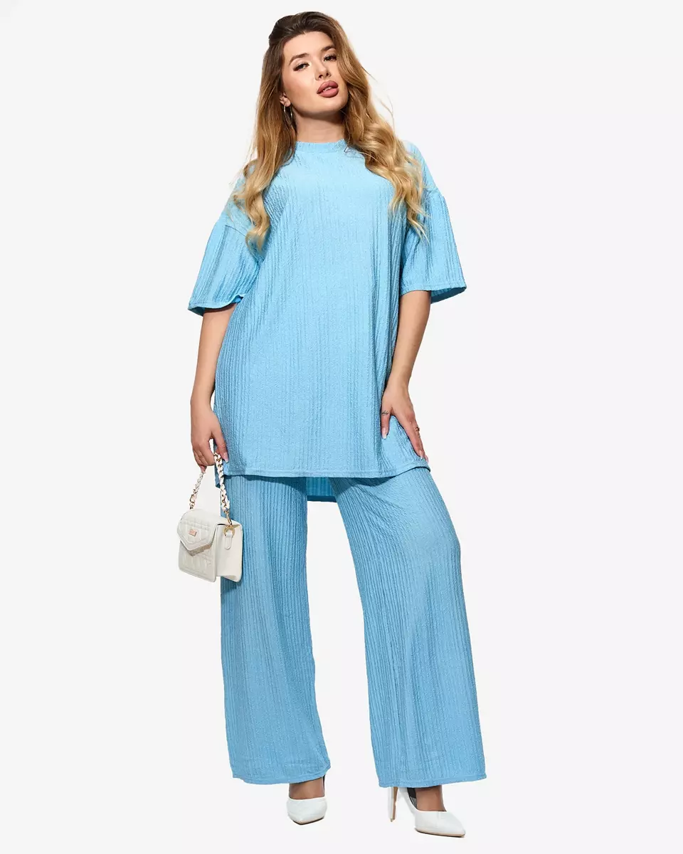 Sieviešu rievots komplekts zilā krāsā- Apģērbs