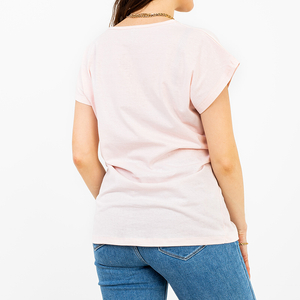 Sieviešu rozā T-krekls ar apdruku PLUS SIZE - Apģērbs