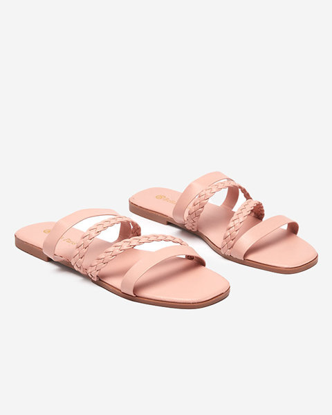 Sieviešu rozā eko-ādas čības ar lencēm Boresi - Shoes