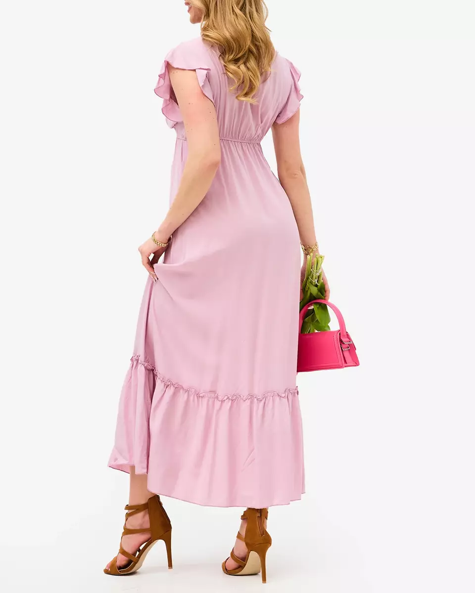 Sieviešu rozā gara kleita ar mežģīnēm - Apģērbs