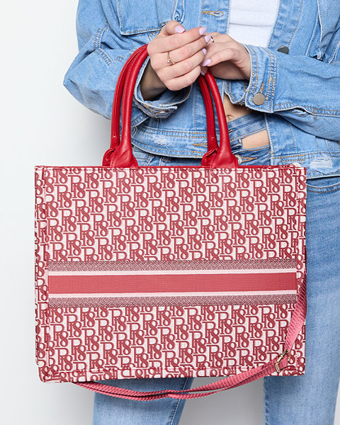 Sieviešu sarkana iepirkumu soma ar apdruku - Aksesuāri