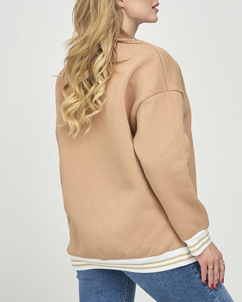 Sieviešu siltināta džemperis gaiši brūnā krāsā- Apģērbs