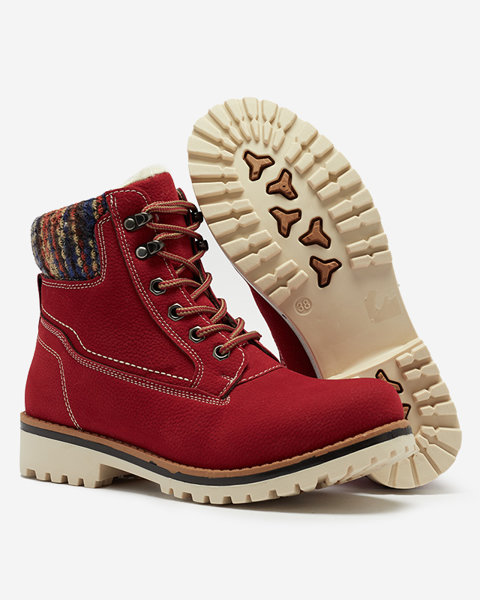 Sieviešu siltinātie trapper tipa zābaki sarkanā krāsā Ebrac- Footwear