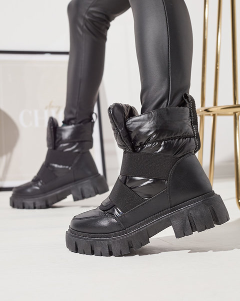 Sieviešu sniega zābaki ar plakanu zoli melnā krāsā Ferory- Footwear